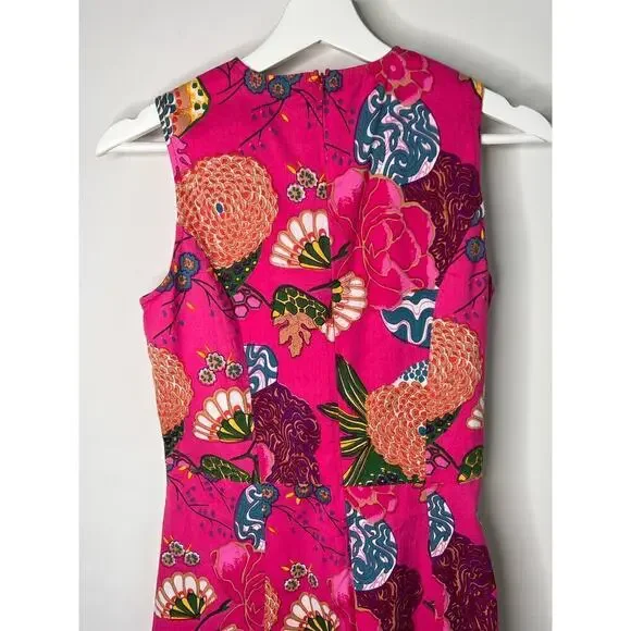 Fitzroy & Willa Floral Print Sleeveless Mini A-Line Dress Pink Women's Sz Medium - Picture 5 of 8
